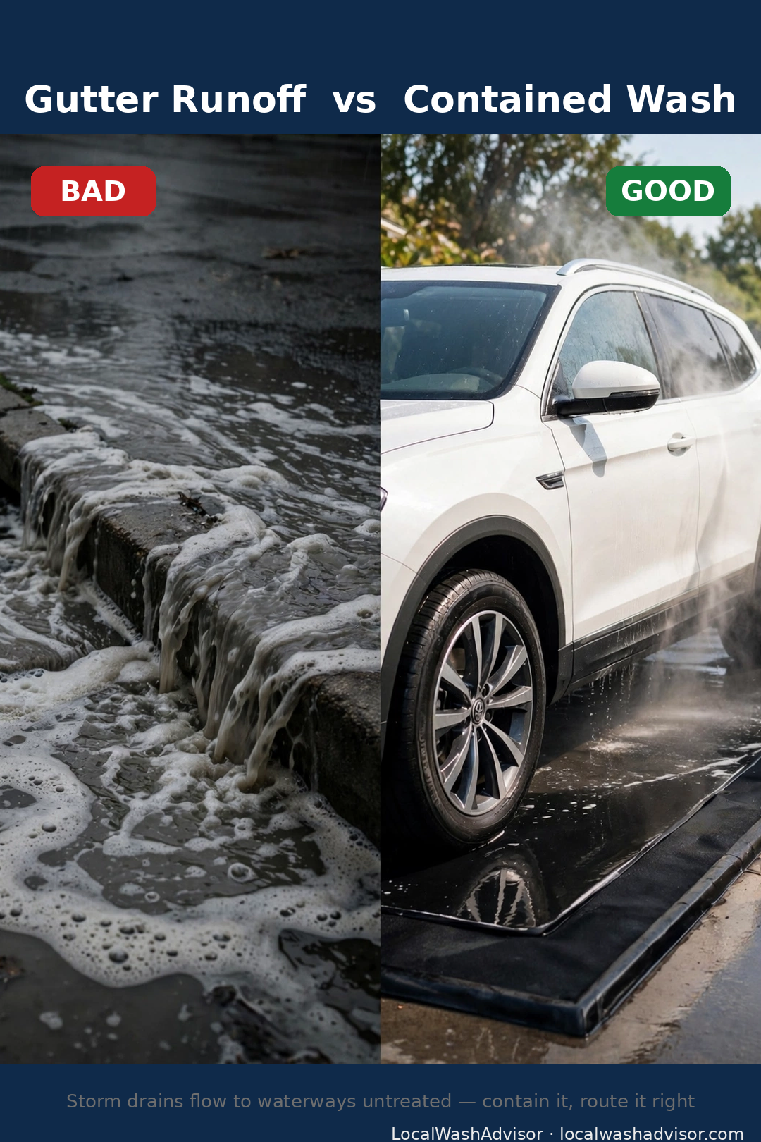 Gutter runoff versus a contained wash