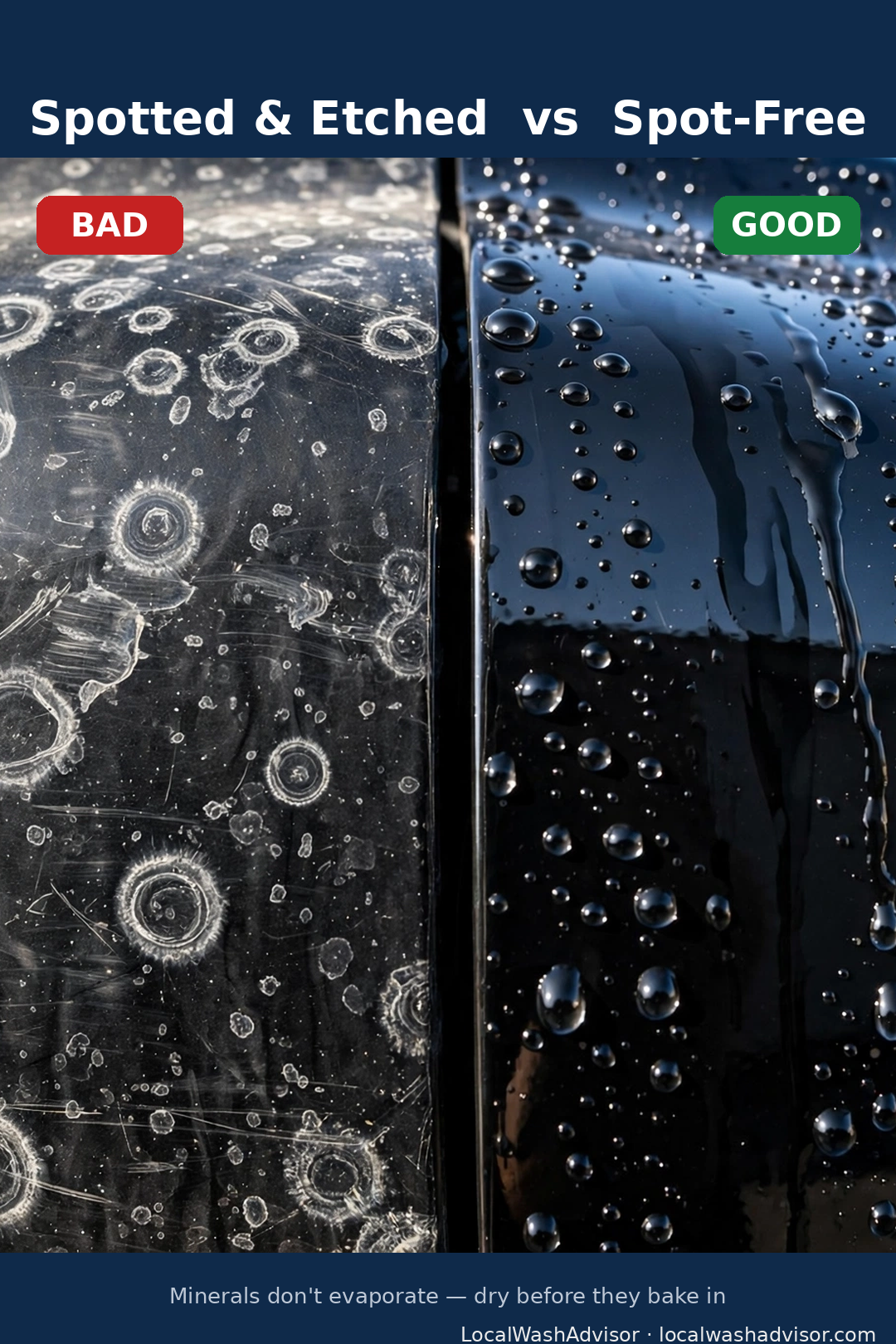 Spotted and etched paint versus a spot-free finish